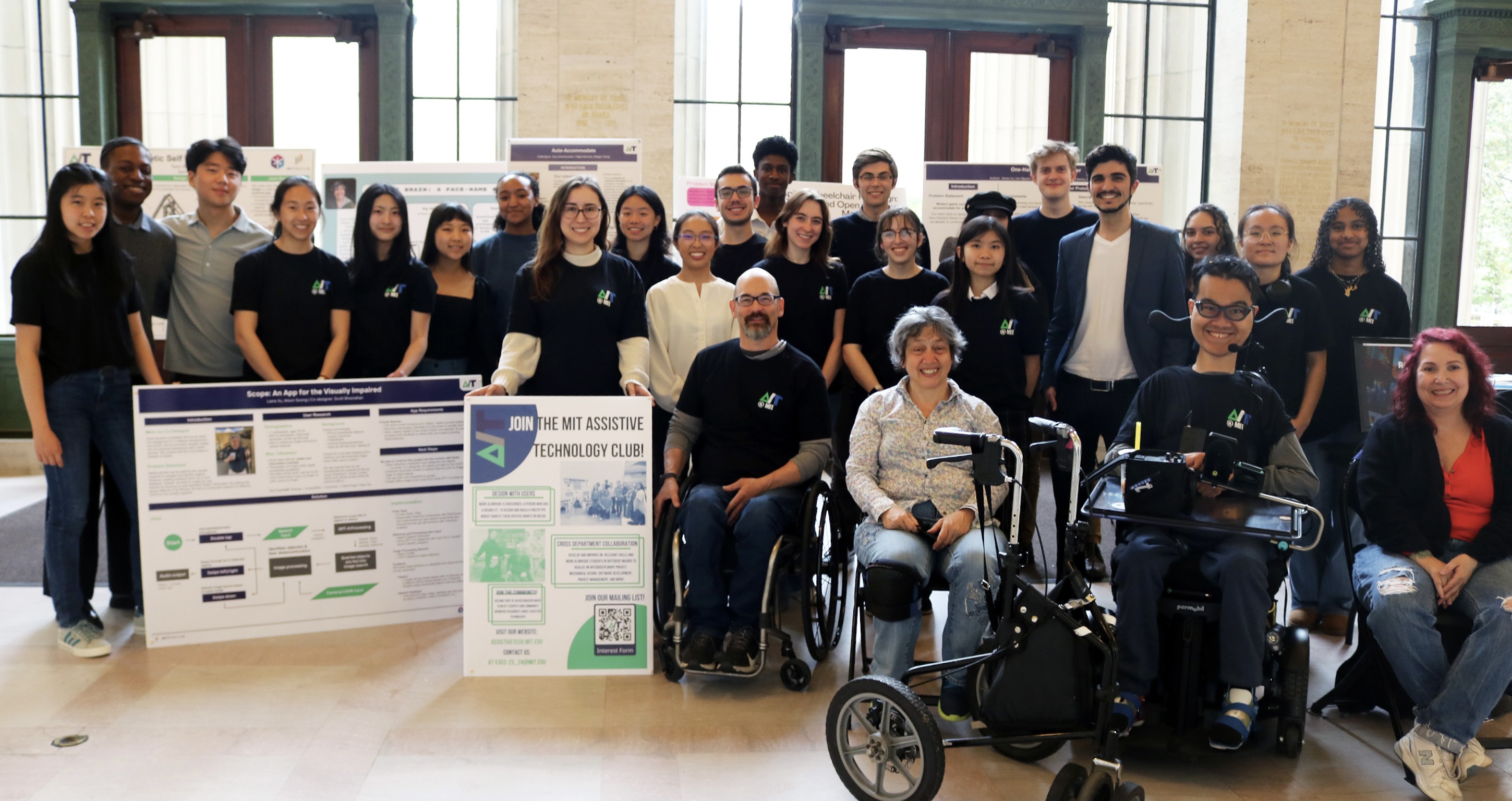 MIT Assistive Technology Club members at Spring 2024 showcase event, demonstrating inclusive design and accessibility technology projects